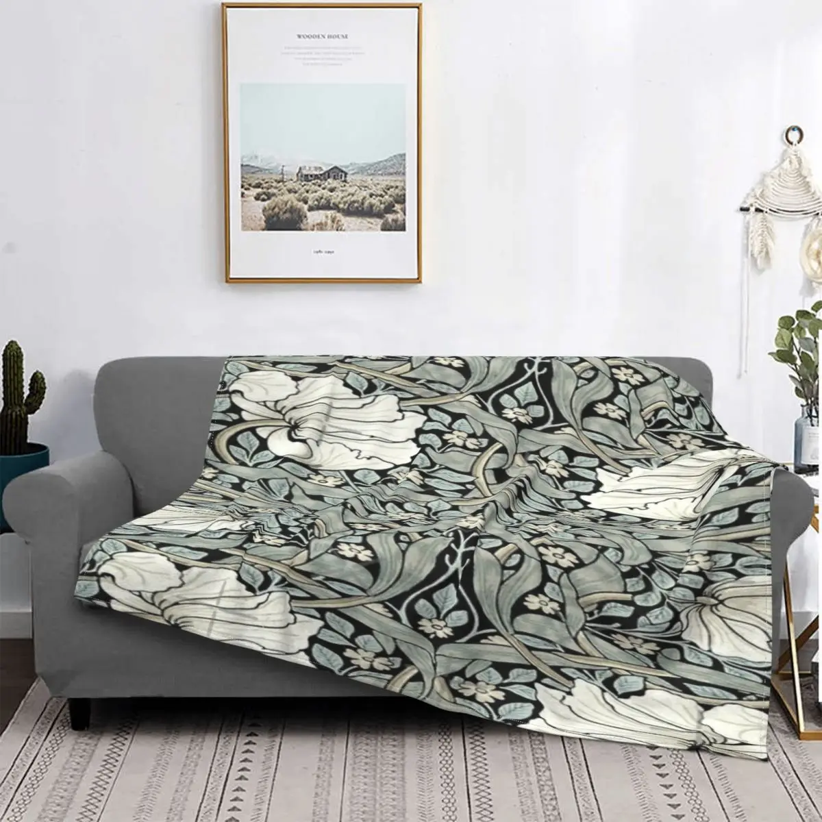 

William Morris-Manta a cuadros para cama, cubrecama, toalla de lino para playa, manta doble a cuadros, 05