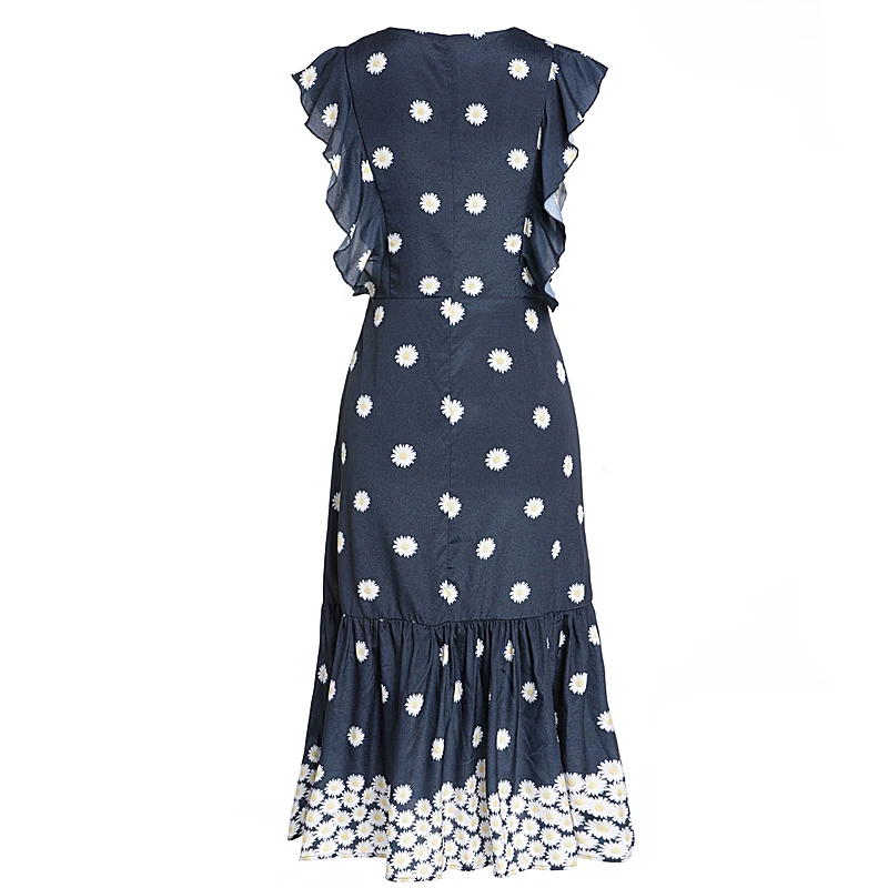 2019 Платье женское винтажное элегантное хлопковое платье с цветочным принтом