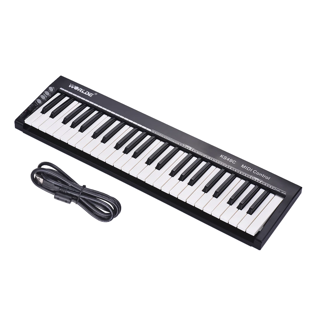 WORLDE контроллер клавиатуры KS49C 49 клавиш USB MIDI клавиатура с 6 35 мм разъемом для