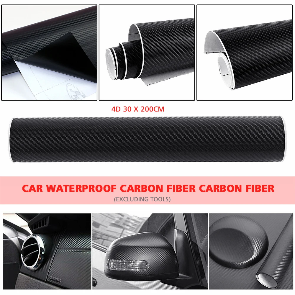 

1 Roll 30x200cm 4D Self-adhesive Carbon Fiber Film Car Wrapping Foil Car Sticker Vinyl Car Wrap Sheet Roll Film