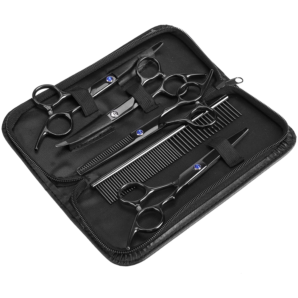 

7pcs Stainless Steel Pet Dogs Grooming Scissors Cat Hair Thinning Shear Edge Dog Cutting Kitten Animal Barber Cutting Tool
