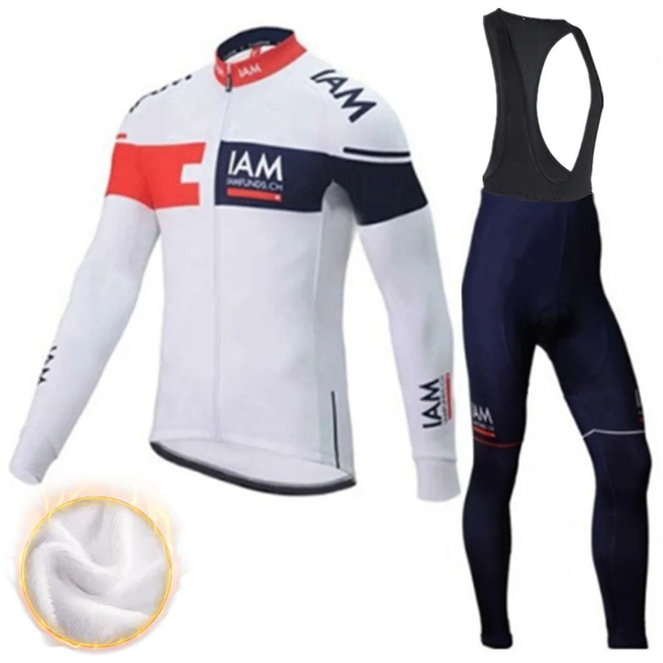 

2021 IAM New Winter Thermal Fleece Cycling Clothing Set Maillot Ropa Ciclismo Invierno MTB Bicycle Jerseys Bike Sportswear