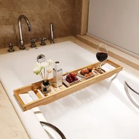 bamboo extension antiskid bathroom multi function bathtub shelf toilet spa bath shelf bathtub tray bathtub accessories