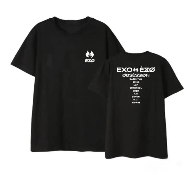 Футболка Exo с принтом названий всех участников 6 го альбома летняя футболка