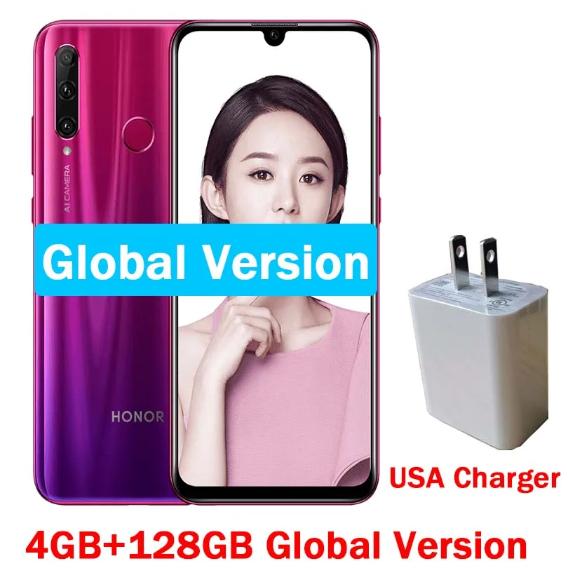 Global 4G128G Red Honor 20 lite, Смартфон Honor 20i Android 9,0, четыре ядра, 6,5 дюймов, полный экран, 1440x1440, двойная камера, 3 слота, сотовый телефон - Цвет: Global 4G128G Red