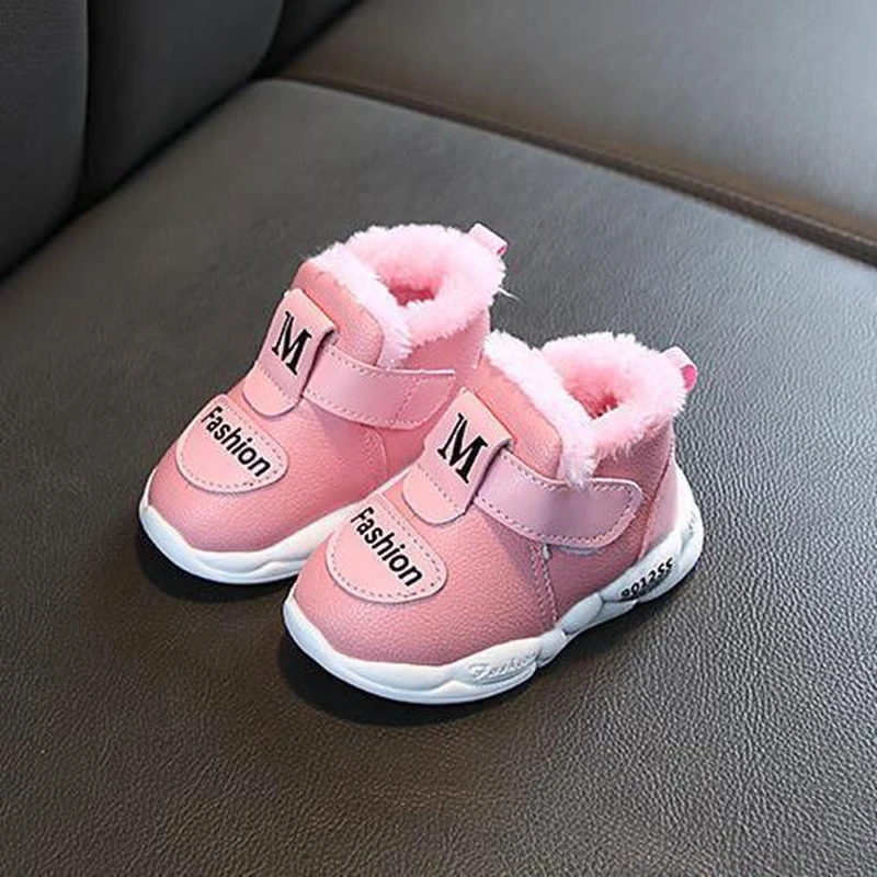 

Winter 2020 big cotton thickened warm baby shoes for boys and girls 0-1-2-3 years old sports Plush Baby walking cotton shoes