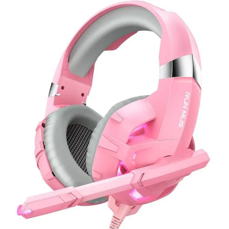 

Pink Girls Gaming Headset With Microphone Stereo Surround Headphones Adjustable Wired Computer Gamer Earphones For PC PS4 Xbox