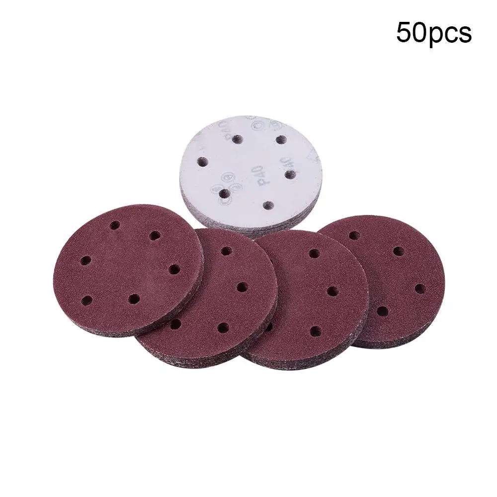 Utoolmart 50pcs 125mm Flocking Round Sandpapers with 6 Hole 40-1500 Grit Hook and Loop Sanding Disc For Grinding Polishing | Инструменты