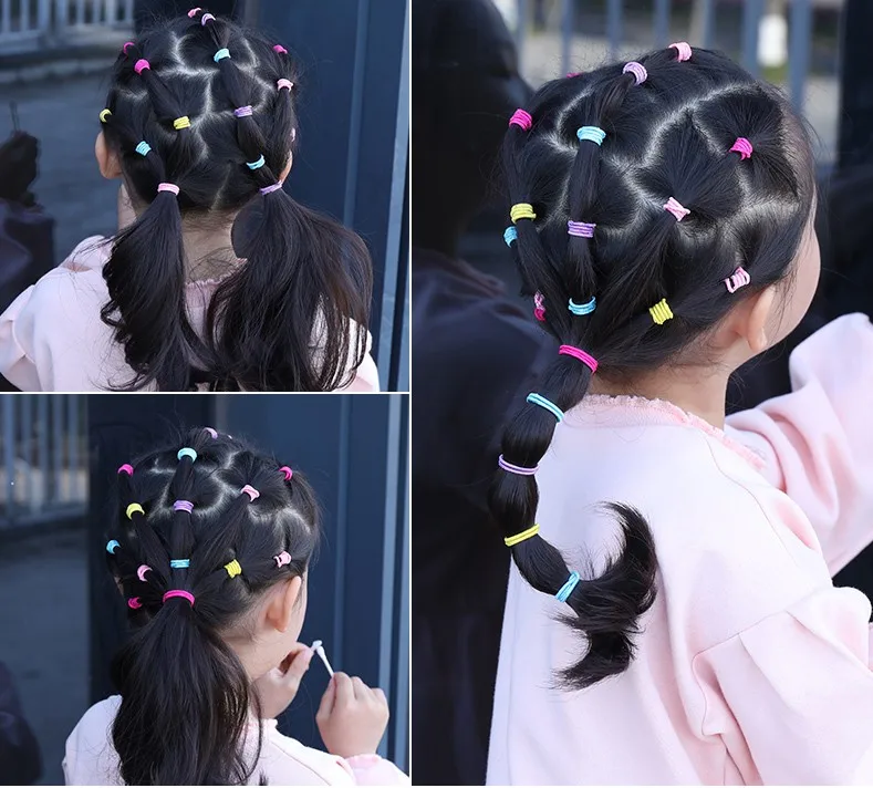 

New 100pcs/lot Hair bands Girl Candy Color Elastic Rubber Band Hair band Child Baby Headband Scrunchie Hair Accessories for hair