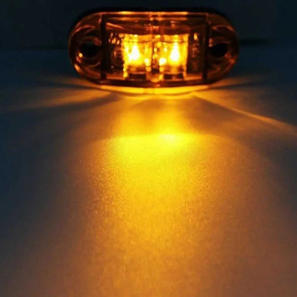 

10 Pcs Car LED Warning Light 12/24V Side Marker Flat Bottom Lamp Auto Trailer Truck Signal Light For Cars