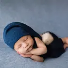 Реквизит для фотосъемки новорожденных, Мягкий Вязаный пеленок и шапка, комплект из 2 предметов, аксессуары для фотосъемки младенцев