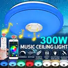 Светодиодные потолочные светильники RGB 300 Вт, bluetooth, музыкальный динамик, лампа, дистанционное управление, управление через приложение, регулируемая яркость, современные светодиодные потолочные светильники для умного дома Вечерние