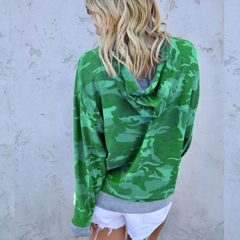 Women Camo Leopard T- Shirt Fashion Ladies Long Sleeve Tops Blouse Casual Hoodie Sweatshirt | Женская одежда