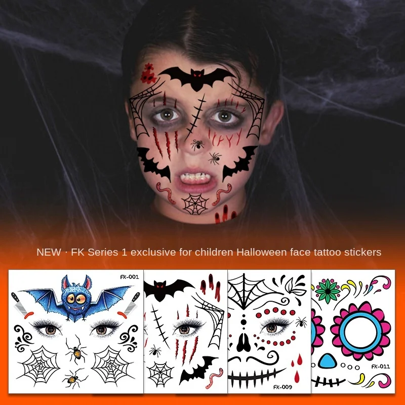 

Halloween Children's Temporary Tattoo Sticker Waterproof Sweat-Proof Cartoon Scar Horror Atmosphere Decoration Face Pasters