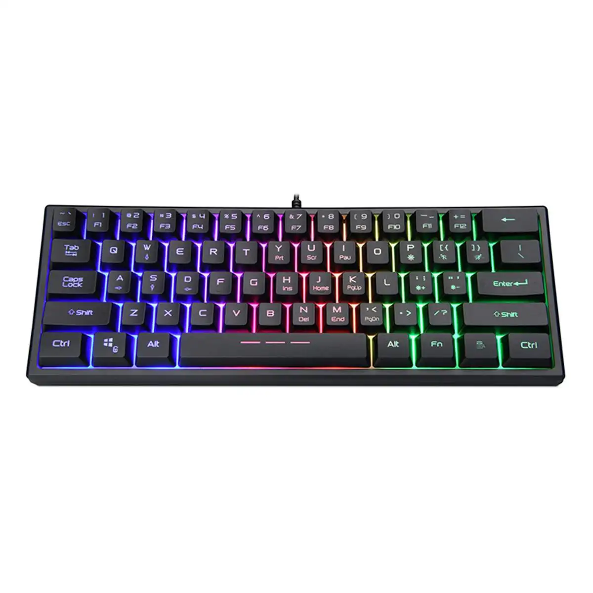 

High Quality 61 Keys USB Wired Gamer Mechanical Feeling Keyboard Gaming keyboard 7 Lighting Effects RGB Backlit keyboard