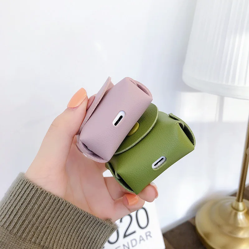 Чехол из кожи с милым декором и бахромой для наушников Apple Airpods 1 2 Pro.