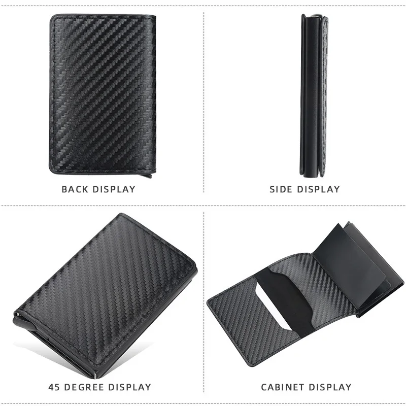 

Carbon Fiber Rfid Credit Card Holder Men Women Leather Bank ID Cardholder Case Pouch Metal Magsafe Hardware Minimalist Wallets
