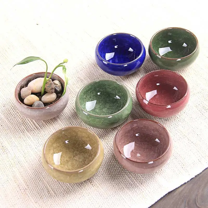 Новый милый глазурь с ледяными трещинами 7 цветов керамический горшок для
