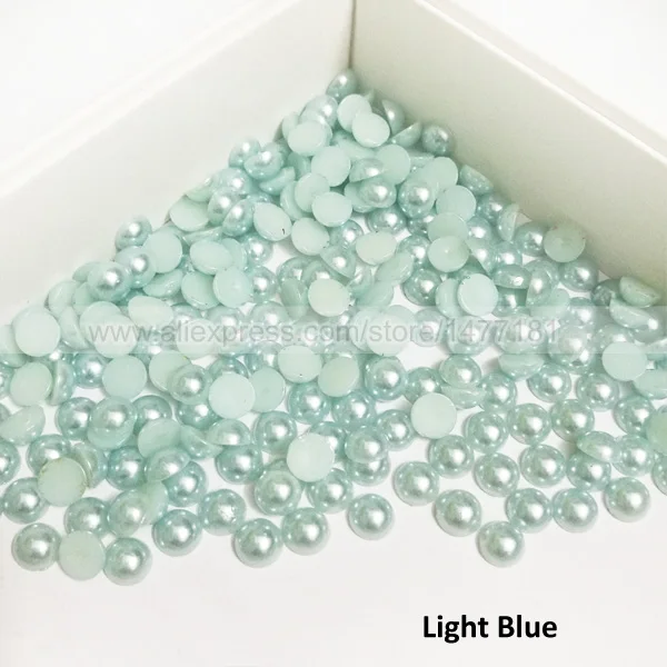 Light Blue 200 шт 8 мм жемчуг полукруглый имитация искусственного акрила с плоской задней частью Смола Кабошон полукупол жемчужная отделка бусины DIY товары для рукоделия - Цвет: Light Blue