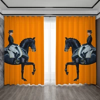 eco friendly shading luxury popular orange horse modern style printed curtains for the living room bedroom restaurant decoration