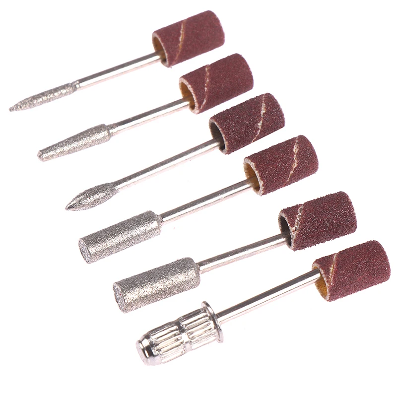 6 шт. сверла для дизайна ногтей сменная наждачная бумага набор головок с чехлом