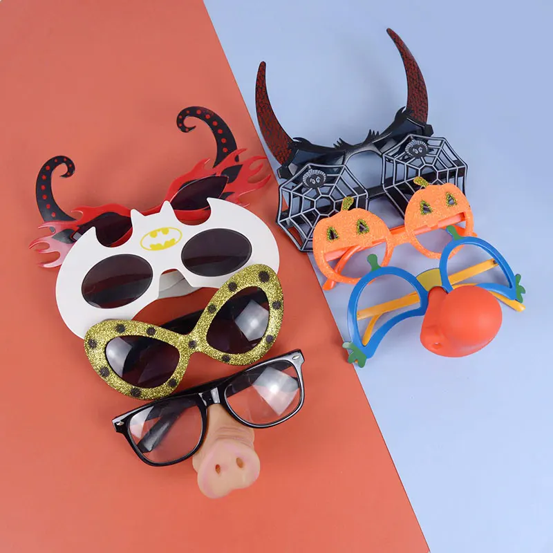 

Halloween Party Glasses Decoration Clown Smiley Red Nose Bat Demon Glasses Tricky Photo Props Funny Glasses For Children Adult