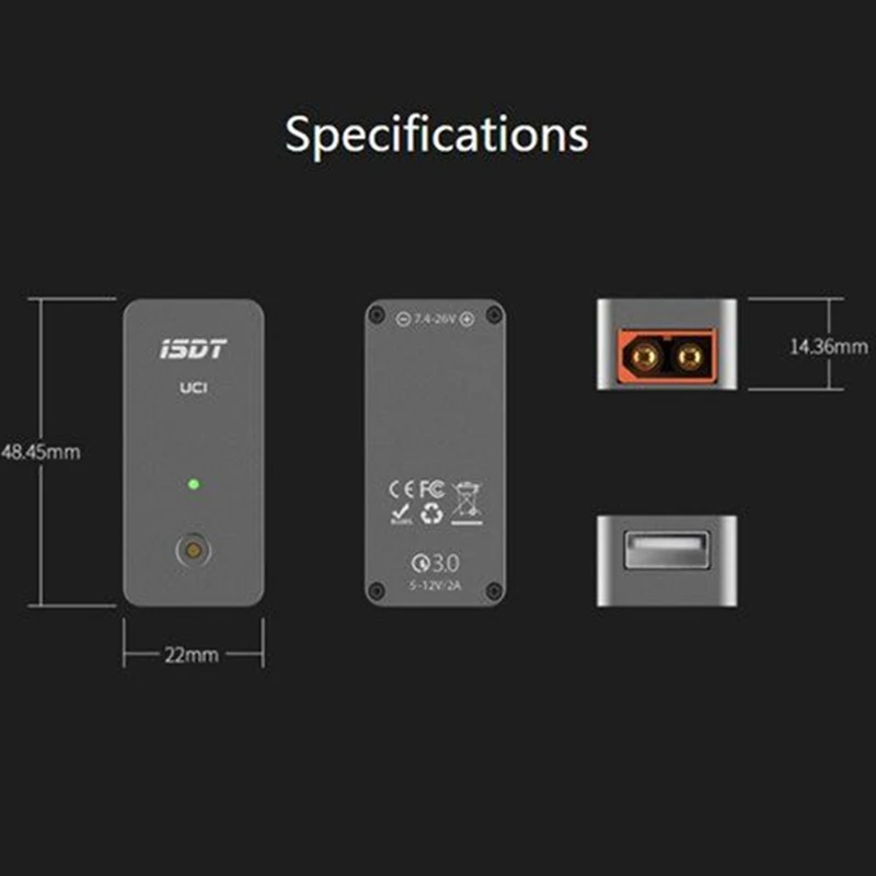 AABB-Isdt Uc1 18 Вт 2A мини Быстрая зарядка Lipo батарея Smart Usb зарядное устройство