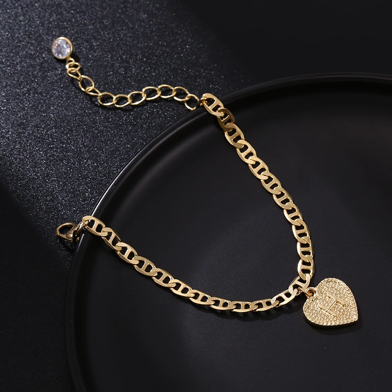 

Capital Initial Anklets Bracelet Gold Color Heart Alphabet " A-S "Anklet Boho For Women Summer Beach Barefoot Foot Jewelry Gifts
