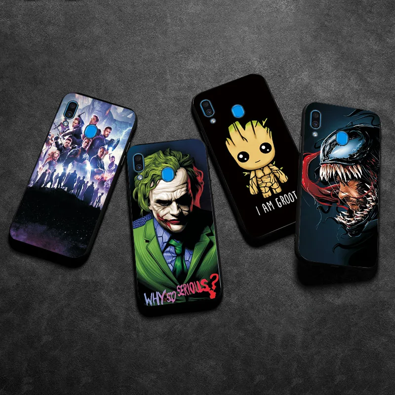 Крышка для samsung Galaxy A10 A20 A30 чехол Крышка героя Marvel из термопластика черный для samsung A50 A60 A70 A20E A40 A30S A50S A70S чехол для телефона