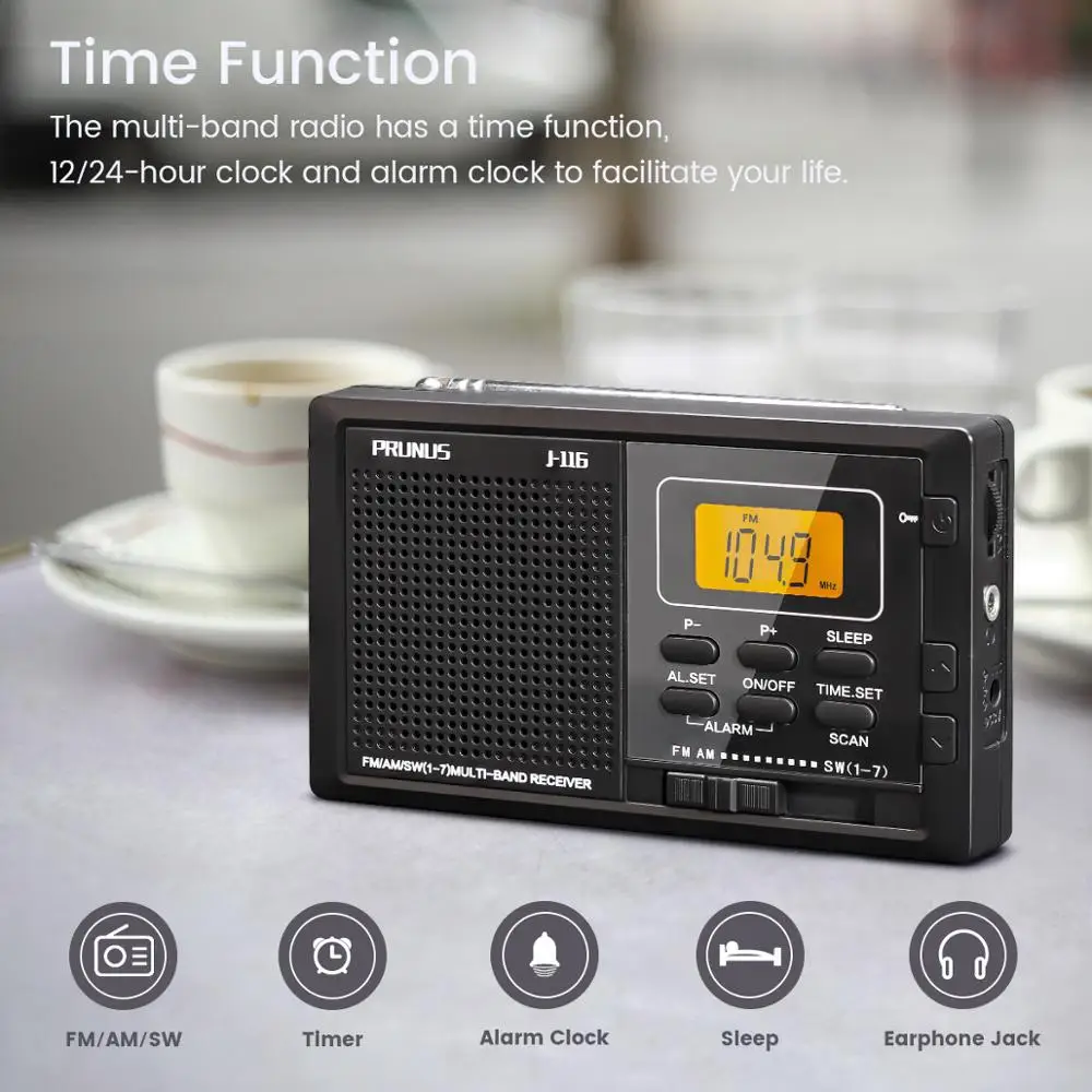 Портативный fm-радиоприемник PRUNUS J116 AM SW 9-диапазонный мини-радиоприемник с
