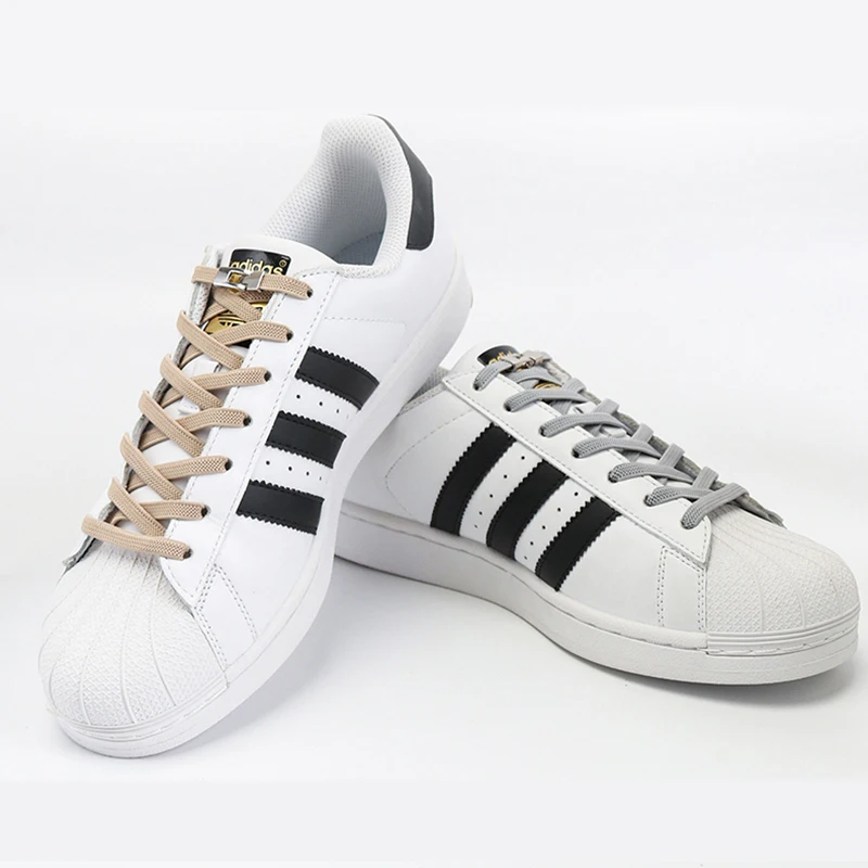 1 Pair Elastic Shoelaces Flat No Tie Shoe Laces Of Sneakers Easy To Put On And Take Off Metal Locking Lazy Shoelace 24 Colors