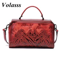volasss retro chinese style luxury handbags for women genuine leather female shoulder bag womens hand embossing crossbody bags