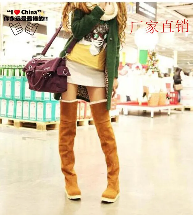 

selling popular autumn and winter hot Korean snow boots women's flat heel cotton boots over the knee boots foreign