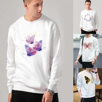 mens hoodie white breathable long sleeve o neck butterfly print youth mens harajuku sweatshirt top campus style boys tops