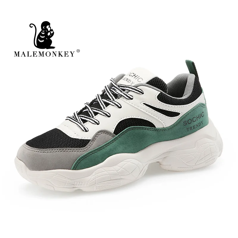 Женские дышащие кроссовки на платформе Повседневные Удобные зеленого или