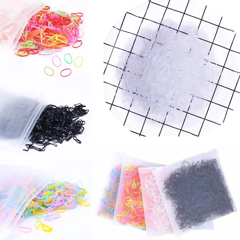 1000 шт./упак. красочные одноразовые хвост держатель резинки для волос резинка