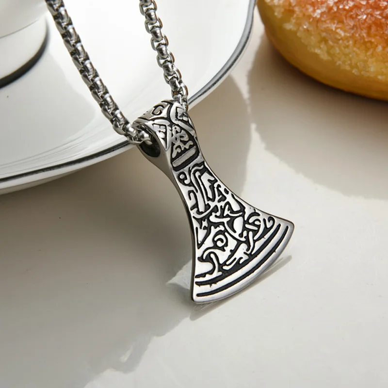 Скандинавский викинговый Воин Ожерелье с топором винтажный черный/серебряный