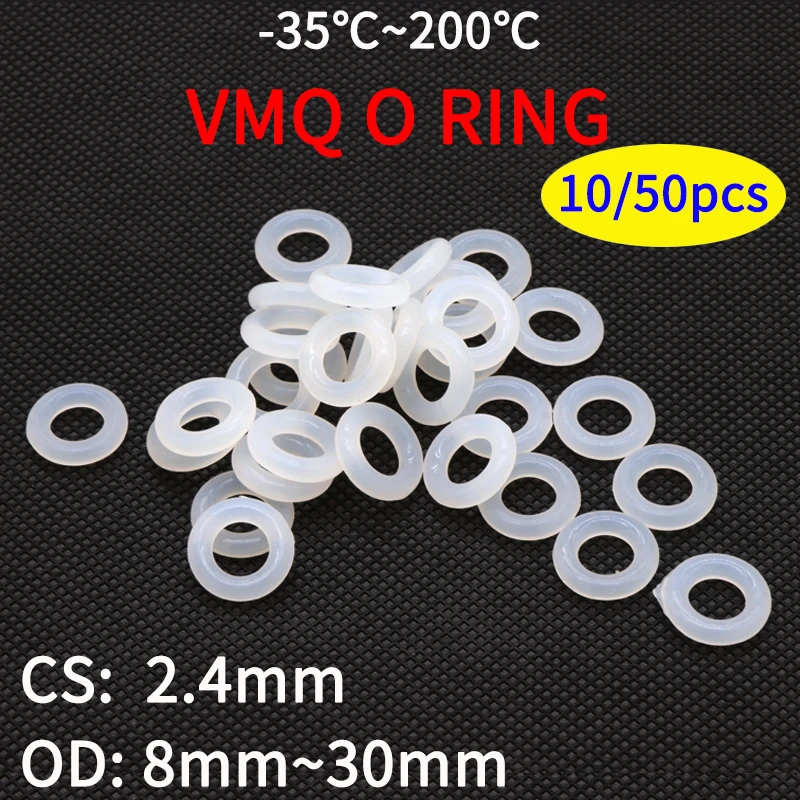 10/50 шт. белая силиконовая прокладка VMQ CS 2 4 мм OD 8 ~ 30 пищевой
