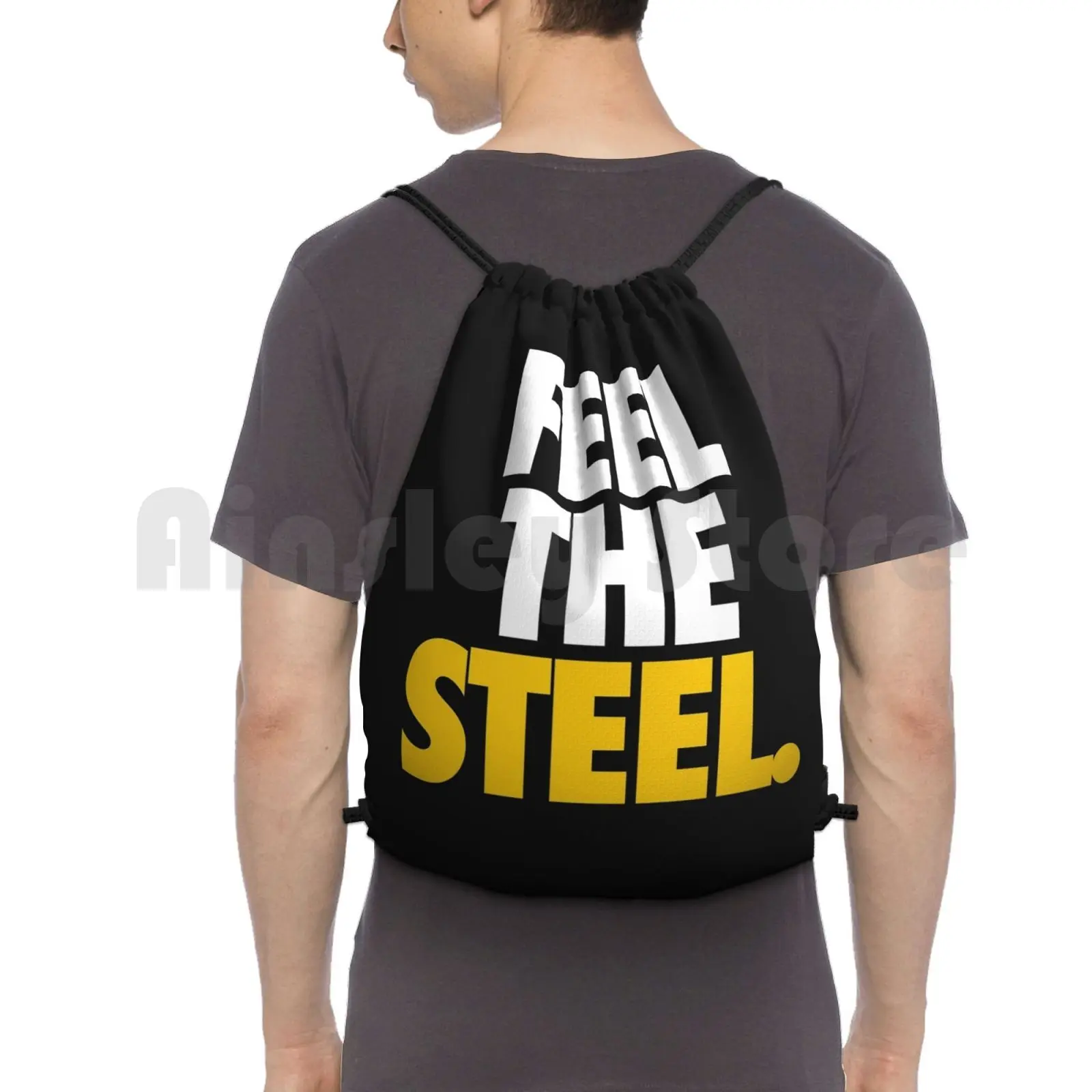 

Feel The Steel. Backpack Drawstring Bags Gym Bag Waterproof Feel Metal Pro Football Parody Kiss Me Might Irish St Saint