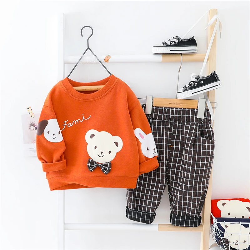 HYLKIDHUOSE Baby Girls Boys Clothing Sets Spring Kids Children Clothes Outfit Toddler Infant Vacation Cartoon T Shirt Pants | Детская