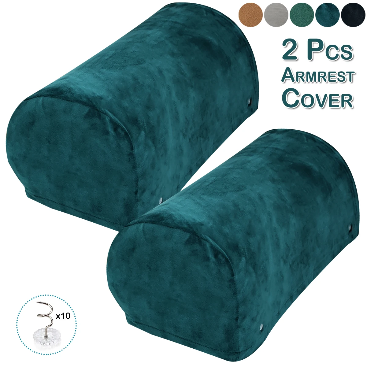

2Pcs Universal Velvet Couch Armrest Cover For Living Room Spandx Elastic Adjustable Sofa Arm Slipcovers Solid Colour Home Decor
