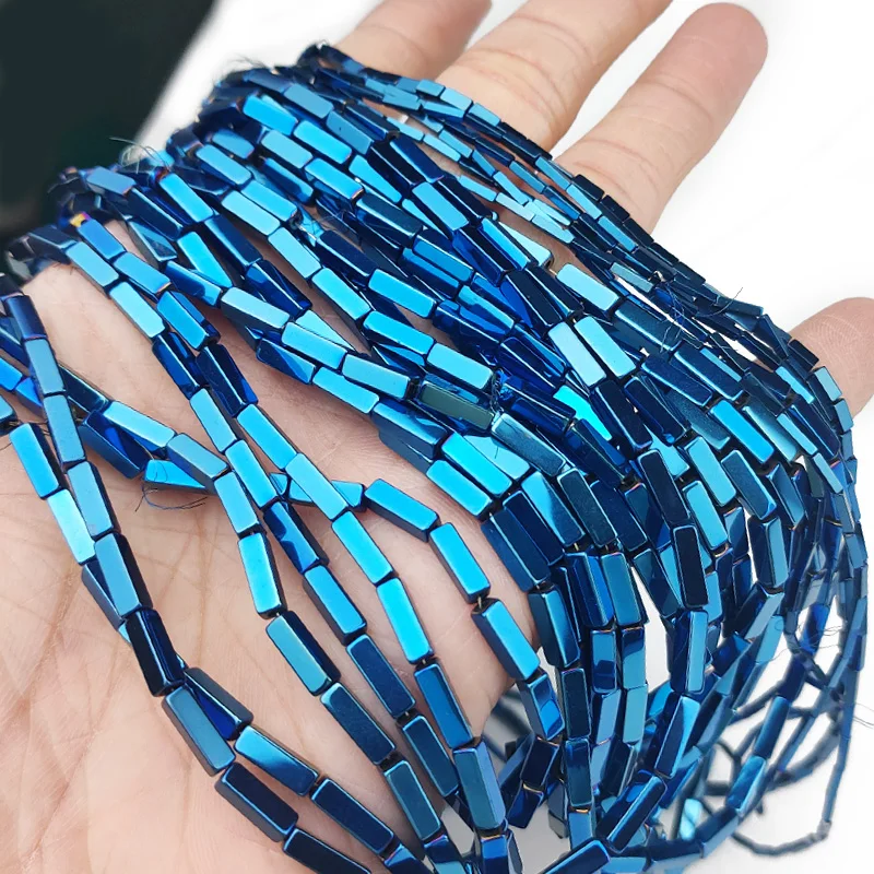 

Natural Stone Blue Rectangle Cuboid Hematite Beads 4/6/9MM Square Loose Spacer Beads For Jewelry Making Diy Bracelet Necklace