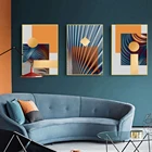 Настенное художественное абстрактное Золотое геометрическое изображение на стену кухни для гостиной домашний декор холст печать постер без рамки холст искусство