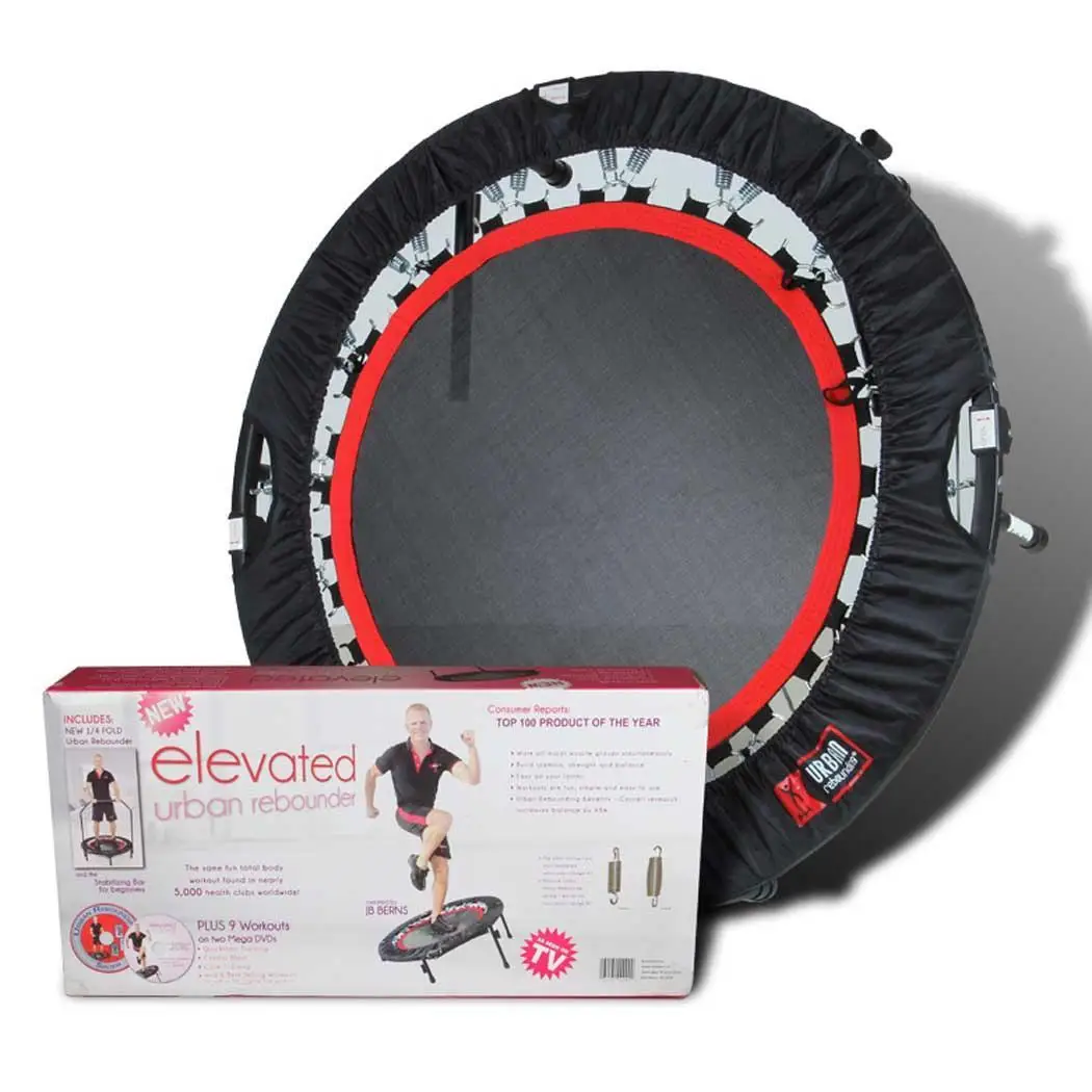 

40 Inch Bevel Angled Trampoline With Handrail Round Portable Foldable Adjustable Trampolines Max 135KG Load Jumping Rebounder