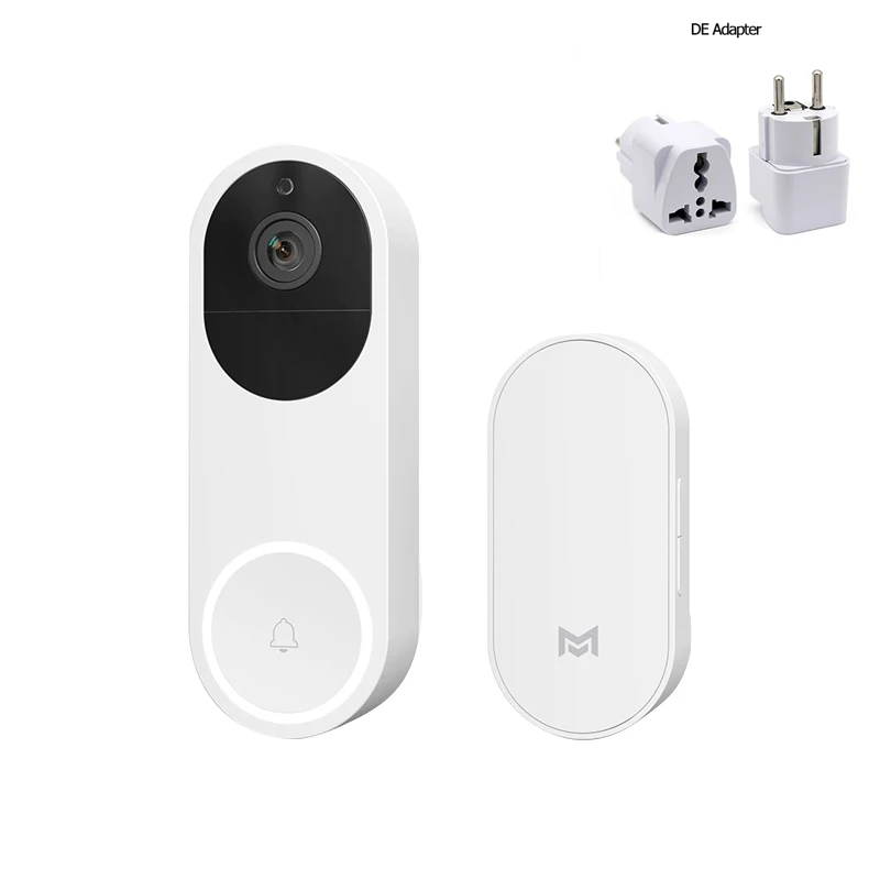 Add DE Adapter Xiaomi Xiaomo AI распознавание лица 1080P ИК ночного видения видео дверной звонок Обнаружение движения SMS Push домофон - Цвет: Add DE Adapter