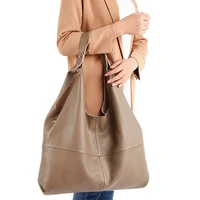 pure color casual leather lady handbag large capacity natural leather shoulder bag luxury soft cowhide lady handbag