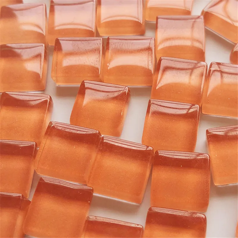 orange3 50 штук 10*10*4 мм цветной Кристальный стеклянный квадратный пазл для детей креативные настольные игры - Цвет: orange3