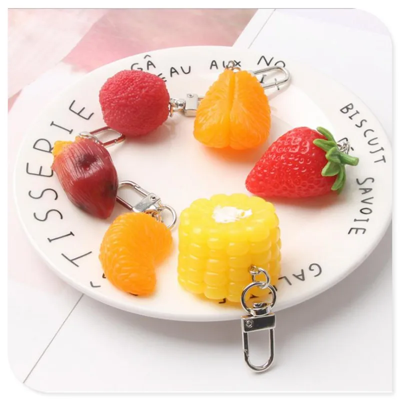 Брелок для ключей с изображением клубники фруктов ягод сладкого картофеля