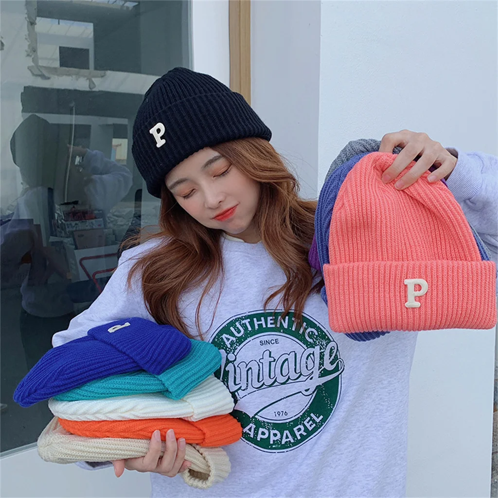 

【FS0893】Wild letter knitted hat simple fashion warm woolen hat