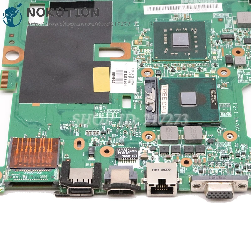 Материнская плата NOKOTION для ноутбука HP Compaq CQ60 G60 материнская GL40 DDR2 с бесплатным ЦПУ